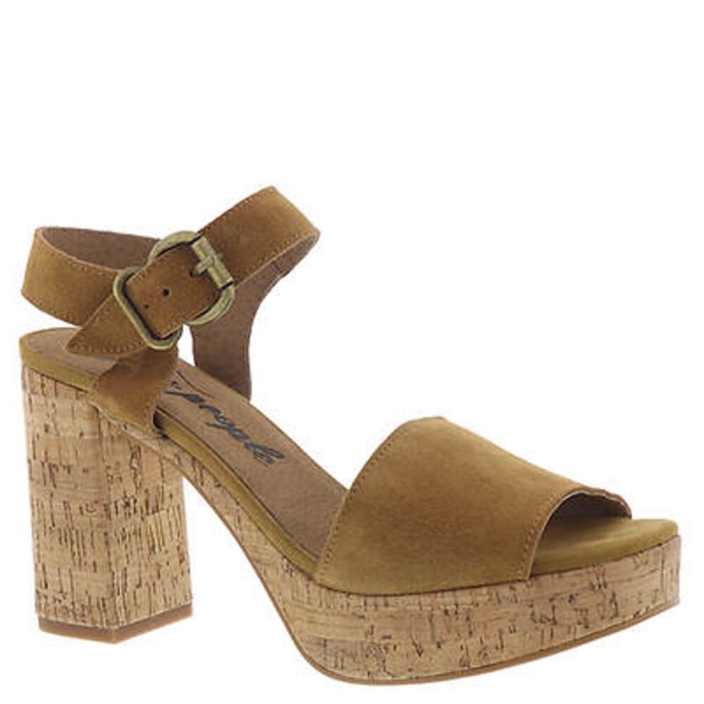 Free People Brook Suede Platform Heels Cork Sole Mustard Gold Camel Sz 40